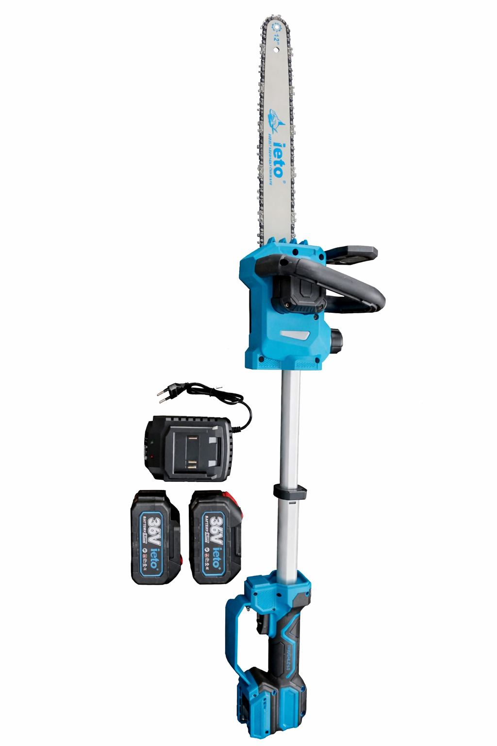 Drujbă electrică extensibilă IETO 12” – 5000 RPM,2 acumulatori 36V + statie de incarcare