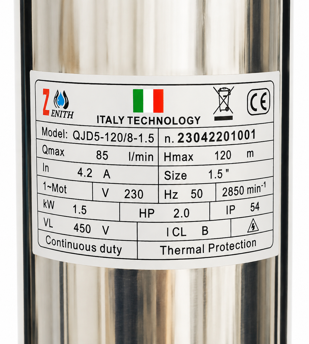 Pompa submersibilă Zinith QJD5-120/8 – 1.5 kW