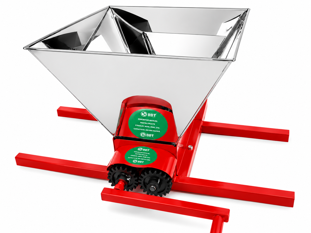 Zdrobitor manual de struguri cuva din Inox, DDT, capacitate maruntire 300 kg/h, cuva 30 l, Inox