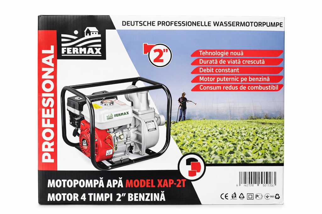 Motopompă pe benzină 2” (2 toli) pentru apă – puternică și eficientă